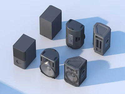 Stylish Black Household Storage Items With Various Square Designs And Functional Features 3d model