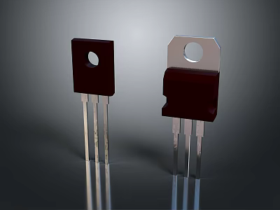 Two Brown And Silver Top Household Electronic Components With Metal Pins On Smooth Surface 3d model