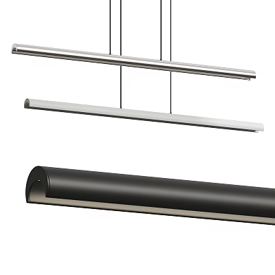 Modern Linear Pendant Lights In Silver And Black Slim Metal Design 3d model