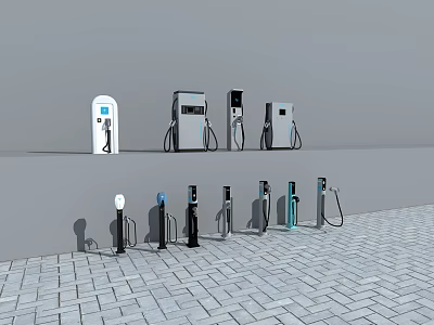 Commercial Electric Vehicle Charging Stations With Various Models For Outdoor Use 3d model