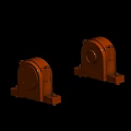 Two Brown Durable Industrial Mechanical Equipment Bearing Housing Components Used In Heavy Machinery