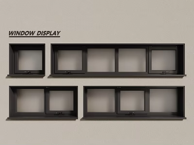 Modern Casement Windows Window Display With Black Frames And Various Styles 3d model