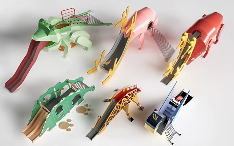 Modern animal slide animal children's play equipment cartoon play equipment 3d model