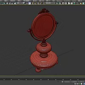 Ornate Desktop Mirror With Brass Frame And Layered Marble Base