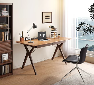 Modern Retro Style Solid Wood Desk Chair Finished Desk Office Chair 3d model