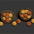 Fresh Orange And Yellow Fruits In Burlap Sacks With Scattered Pieces