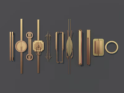 Different Styles of Brass Furniture Handles for Home Decor and Cabinet Use 3d model