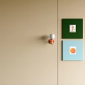 Modern Abstract Paintings Hanging on Beige Wall with Decorative Object