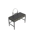 Modern Black and Gold Dressing Table with Round Mirror Two Drawers and Metal Frame