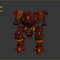 Red And Yellow Armored Mech Robot As Game Movie Character With Mechanical Design