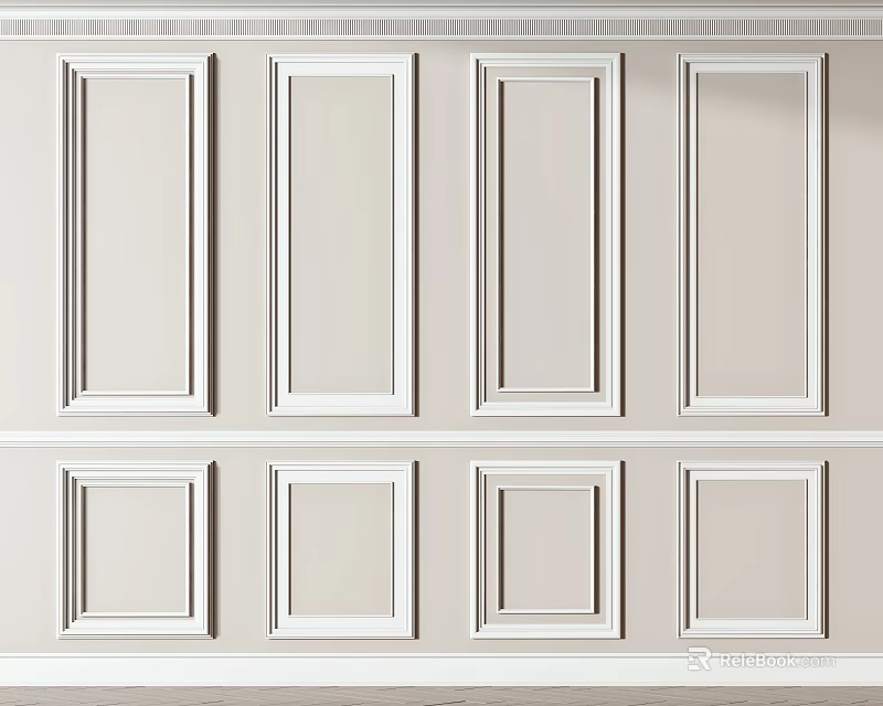 White Gypsum Molding Decorative Wall Panels For Modern Interior Design 3d model 