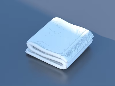 Soft White Neatly Folded Towel for Daily Use with Blue Background 3d model