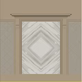 Elegant Bedroom Accent Wall With Marble Panel Diamond Patterned Upholstery And White Columns 3d model