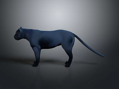 Realistic Black Panther 3D Model with Standing Pose on Dark Background 3d model