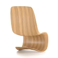 Wooden Single Chair With Modern Curved Design And Natural Wood Texture