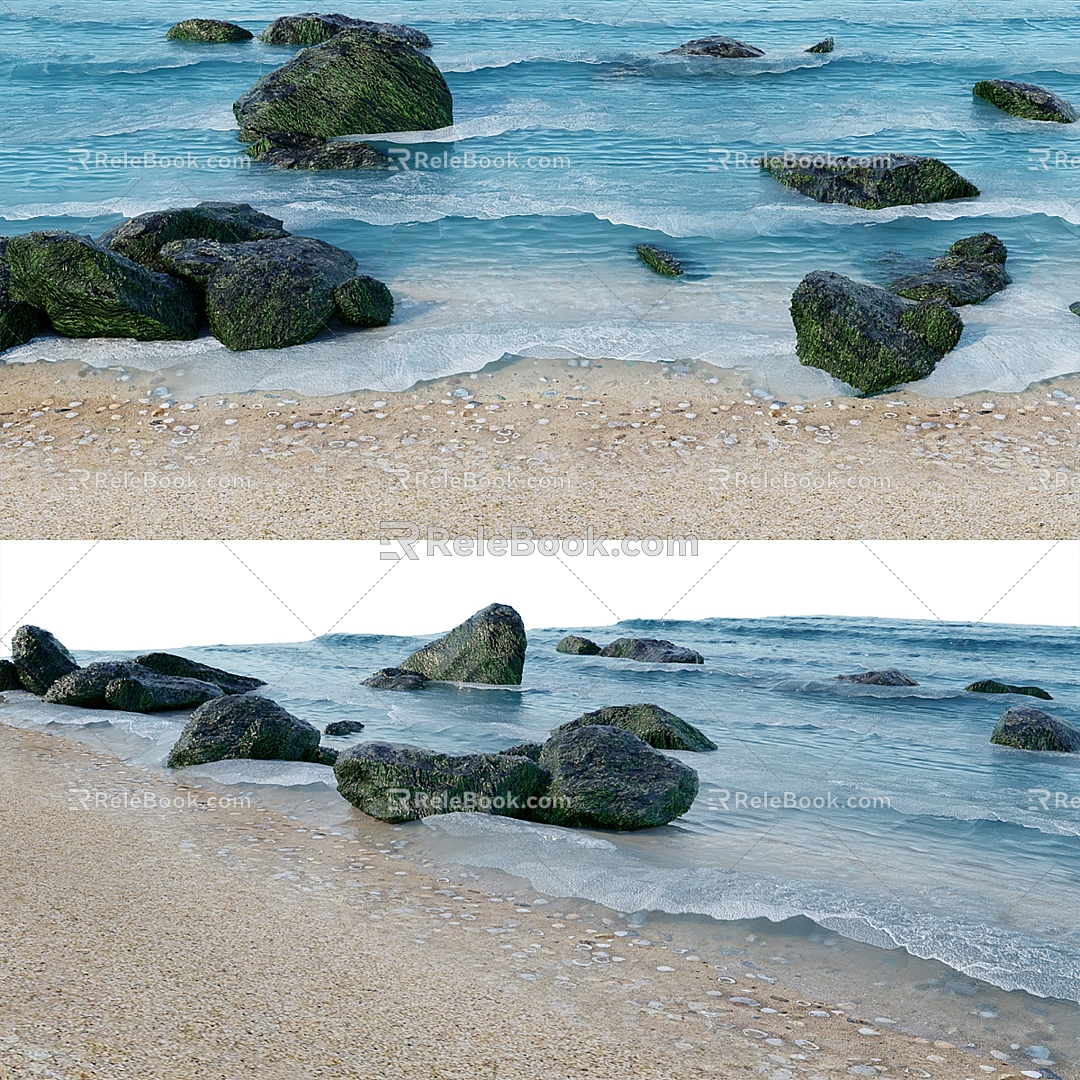 Modern stone sea beach 3d model