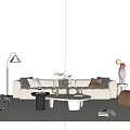Modern Cream Style Sofa Coffee Table Combination Fabric Sofa Multi-person Sofa Casual Sofa Floor Lamp 3d model