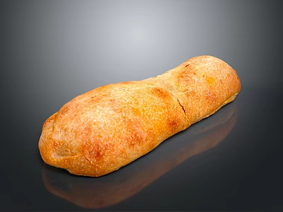 Freshly Baked Long Loaf Artisan Bread With Golden Crust And Soft Interior 3d model
