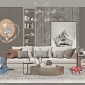Modern Living Room Interior With Sofa Coffee Table Set Art Painting Throw Pillows And Chandelier