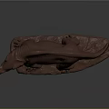 Realistic Brown Dinosaur Sculpture Model With Detailed Textured Body And Base