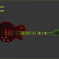 High Quality Dark Acoustic Guitar With Gold Accents And Patterned Body