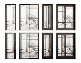 New Chinese-style sliding door 3d model