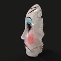 Vintage Costume Mask With Cracked Details Blue Pink Eye Makeup And Red Lips