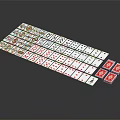 Colorful Domino Tiles Arranged in Rows with Stacked Sets on Dark Background