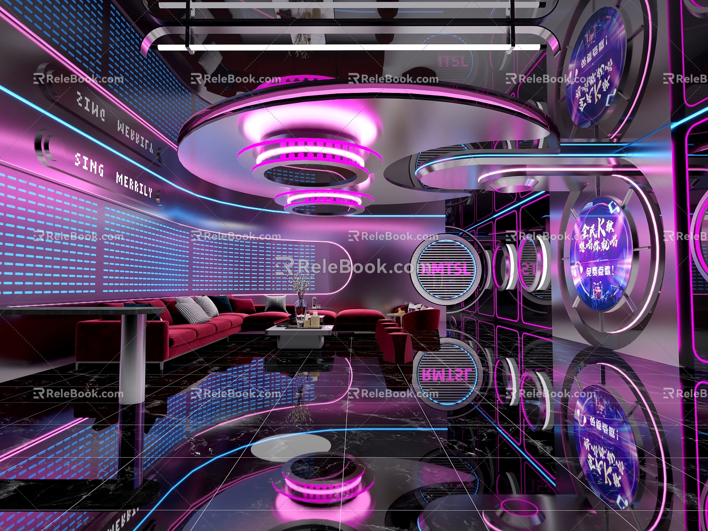 KTV singing bar bar private room sofa punk style 3d model