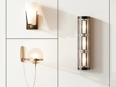 Modern Wall Lamps With Stylish Designs Glass Shades And Metal Frames For Home Interior Decor 3d model