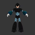 Blue Black Robot Character Action Figure With White Gloves Standing Pose Design 3d model
