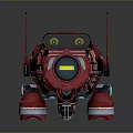 Red And Silver Futuristic Mechanical Device With Circular Thrusters And Metallic Accents