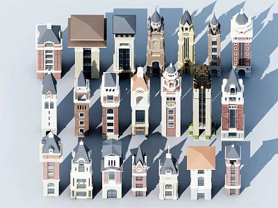 Diverse Architectural Tower Models Showcasing Various Styles Heights And Detailed Designs 3d model