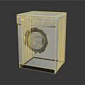 White Front Load Washing Machine With Round Door And Control Panel 3d model