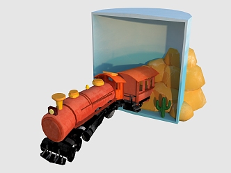 Modern Cartoon Train Western Train 3d model