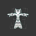 Black Orange White Game Character 3D Model With Spiked Head Blue Accents