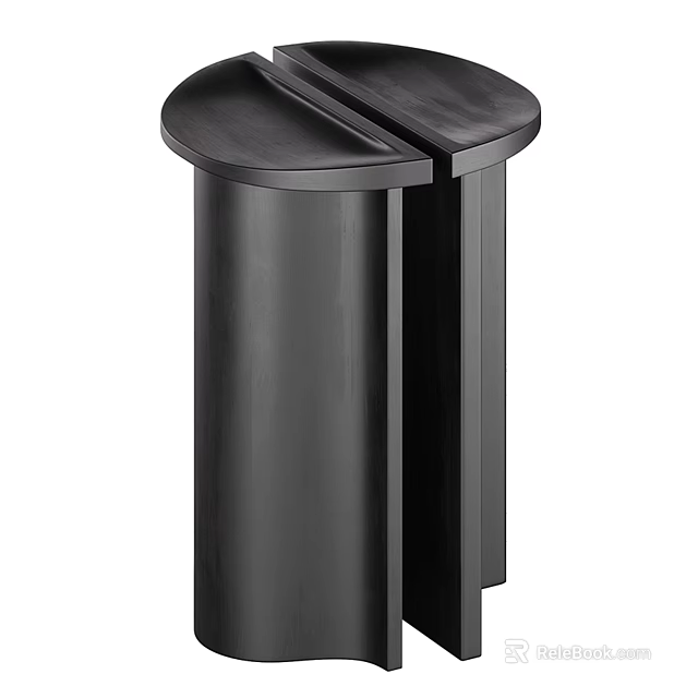 Modern Black Corner Table With Sleek Geometric Design And Smooth Surface 3d model 
