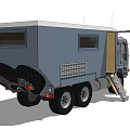 Gray Camper Truck Featuring Kitchen Interior And Exterior Ladder For Camping