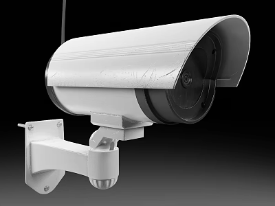 Commercial Outdoor Security Surveillance Camera With White Housing And Mounted Bracket 3d model