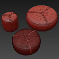 Modern Light Gray Textured Fabric Ottomans With Black Straps And Geometric Patterns 3d model