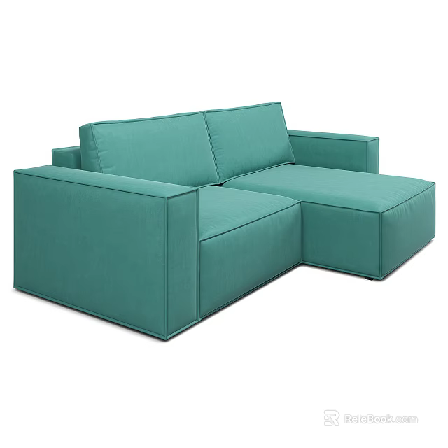 Teal Modern Upholstered Sectional Sofa With Spacious Seating For Multiple People 3d model