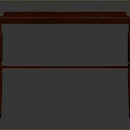 Traditional Dark Brown Two Tiered Desk With Cylindrical Legs And Shelf