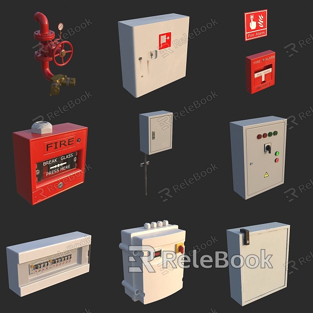 Fire fighting supplies, fire equipment, alarm, fire hydrant, distribution box model