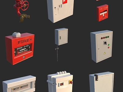 Fire fighting supplies, fire equipment, alarm, fire hydrant, distribution box model