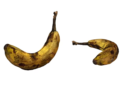 Two Overripe Brown Spotted Curved Bananas Isolated On Plain White Background 3d model