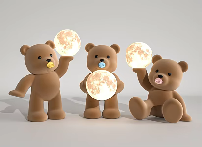 Modern Baby Bear Lunar Table Lamp 3d model