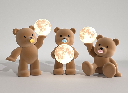 Modern Baby Bear Lunar Table Lamp 3d model