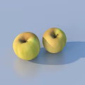 Two Fresh Light Green Apples Placed on Light Blue Background