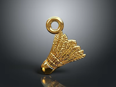 Golden Feather Shaped Fashion Accessory With Loop For Clothing Decoration 3d model