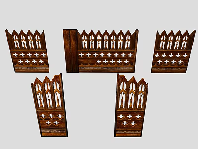 Wooden Decorative Railings Featuring Intricate Carved Patterns In Classical Style 3d model